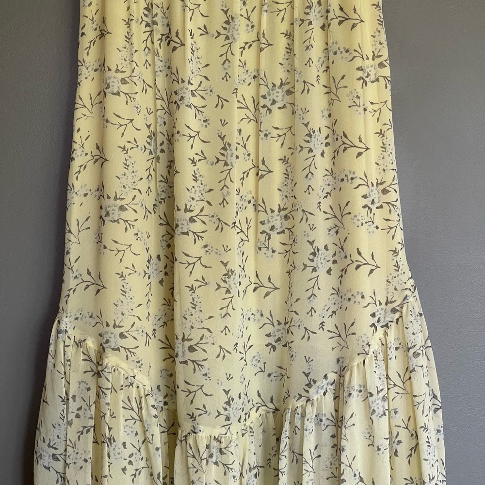 Ulla Johnson Marilyn Ruffled Silk Georgette Skirt in Acacia Floral Yellow Runway - Picture 12 of 12